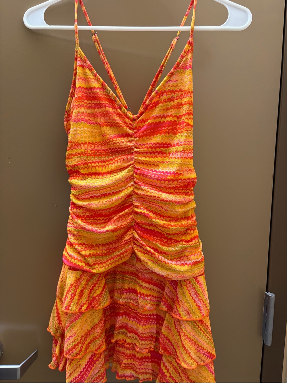 wild fable Orange and Pink Ruched Mini Dress